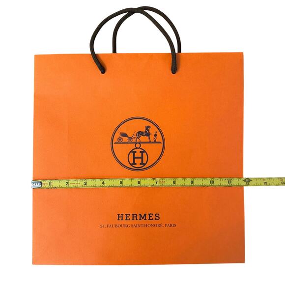 Hermès Orange Shopping Bag 11.75"x11.75" Made in Portugal 2022 - Picture 3 of 5
